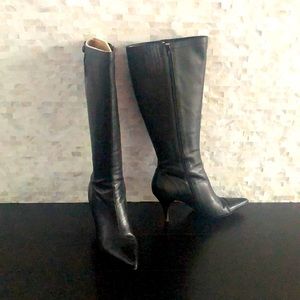 Ann Taylor Daphne Black leather extended calf Boot